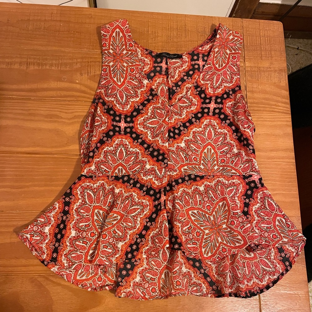 Flowy Paisley Peplum Boho Sleeveless Top